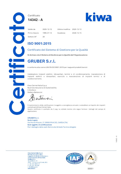Gruber srl - ISO 9001:2015
